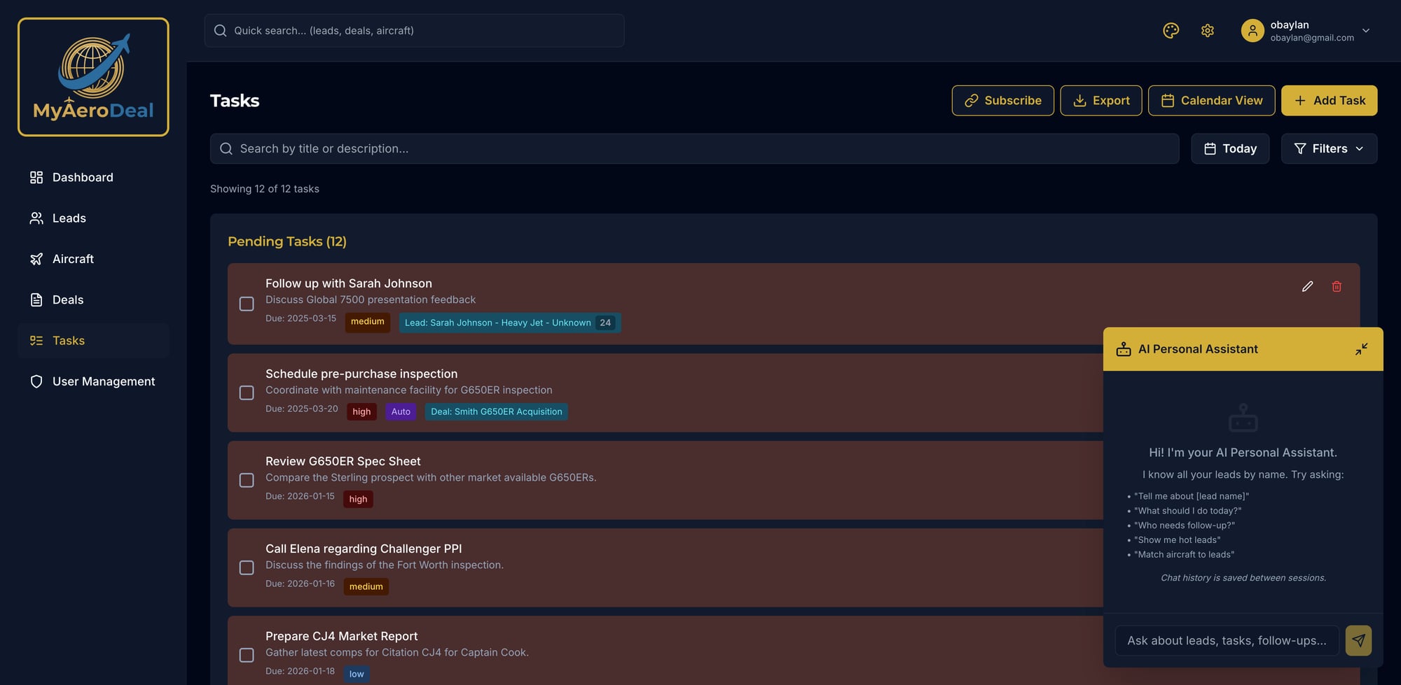 AI Personal Assistant Chat